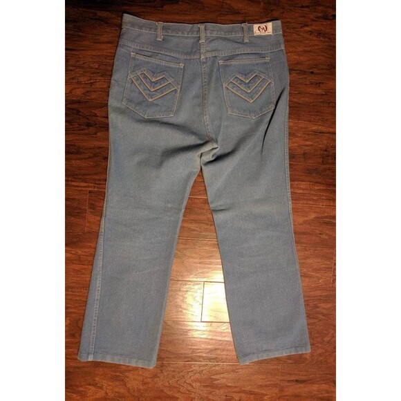 Vintage 70s Oxford Jeans Light Blue Denim 27 Inseam 36 Waist - Picture 3 of 9